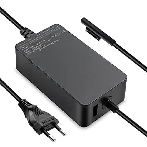 Caricatore Surface Pro 65W 15V 4A Alimentatore per Microsoft Surface Pro 8/7/6/5/4/3/X, Surface Laptop 1/2/3/4, Surface Book 1/2, Surface Go 1/2 Tablet Windows 1796 1800 Caricabatterie con Port USB