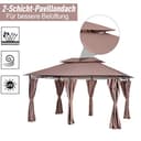 Outsunny Pavillon 3x4m Gartenpavillon mit 6 Seitenteilen Partyzelt Gartenzelt Festzelt mit Doppeldach Khaki - 3
