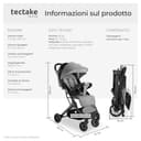 tectake® Passeggino Pieghevole, Passeggino Leggero con Cintura a 5 Punti Regolabile, Freno a Pedale, Tettuccio Pieghevole con Finestra, Protezione Raggi UV, Passeggino Bambini da 0 a 3 Anni - Grigio - 6