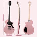 Electric Guitar Beginner Guitar 40.2 Inch Solid Poplar Body Maple Neck Laurel Fingerboard HH Pickups Les Paul Style with Gig Bag Tuner (Color Options) (Pink) - 2