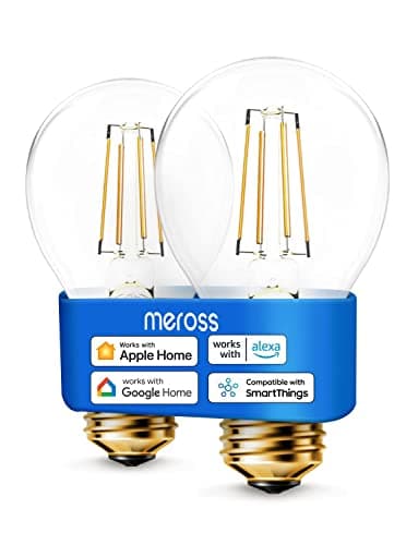 Meross 2PCS Smart Lampadine Alexa LED con dimmerabile bianco caldo Vintage Edison E27, Lampadine Wifi 9W(equivalente a 60W )Compatibile con Apple HomeKit Siri, Alexa, Google Assistant & SmartThings