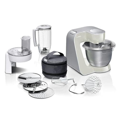 Bosch MUM5 CreationLine kitchen machine MUM58L20, test winner, versatile, large stainless steel bowl (3.9l), continuous slicer, 3 slices, mixer, 1000 W, gray / silver