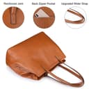 S-ZONE Bolso de Mano de Cuero Para Mujer Con Cremallera, Bolsos de Cuero Genuino Suave, Bolsos de Hombro de Gran Capacidad - 5