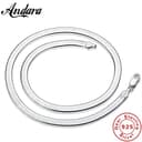 WANGJ Collar de Plata 925 Cadena de Serpiente de 4 mm Hombres Mujeres Pareja Joyería de Plata esterlina Cadena de Hoja - 2