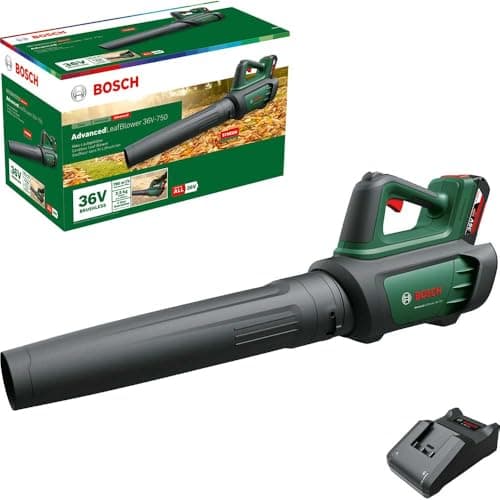 Bosch Home and Garden - Soffiatore per foglie senza fili AdvancedLeafBlower 36V-750 (1 batteria da 2,0 Ah, Sistema a 36 volt, per pulire foglie difficili e aree grandi, Peso leggero: 6 libbre, in
