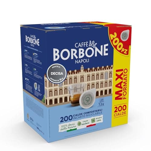 Caffè Borbone Napoli Coffee Pods ESE 44 mm, Decisa Mix, 200 Compostable Pads, Intensity 9/10