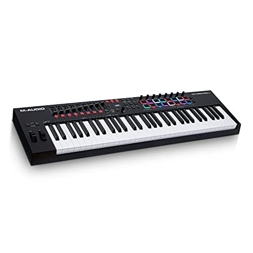 M-AUDIO Oxygen Pro 61 teclado controlador MIDI USB con 61 teclas, beat pads, perillas asignables de MIDI, botones y faders, más pack de sonidos de Native Instruments (integración de NKS)