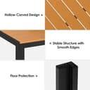 LIFERUN 5-Piece Patio Dining Sets, 110x70x73cm Aluminium Garden Table with Parasol Hole, 4 Stackable Textilene Chairs for Garden Terrace Poolside (Black, Teak Brown Table 110x70x73cm) - 6