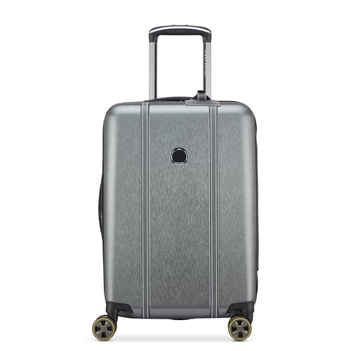 DELSEY Paris Cadence Hardside Expandable Luggage with Spinner Wheels, Brushed Silver, Carry On 20 Inch, Cadence Hardside Expandable Luggage with Spinner Wheels