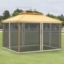 Outsunny Moskitonetz für 3x4 m Pavillon 4 Seitenteile Fliegennetz mit Haken Reißverschluss Mückennetz Insektenschutz Fliegengitter Nylon-Mesh Schwarz - 2