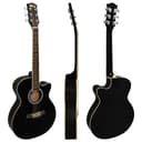 TIGER Chitarra acustica 3/4 con corpo piccolo con corde in acciaio per bambini dai 9 anni in su con borsa, tracolla, corde di ricambio e plettri - Nero - 2