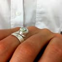 Silverly Anillos Ajustables Concha Ojo Shiva Mujer | Anillos Plata de Ley 925 | Anillo Plata Maciza Acabado Satinado Piedra Preciosa | Diseño Ajustable Piedra Nacimiento Espiral Envolvente - 6