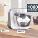 Bosch Küchenmaschine Serie 4, Edelstahl-Schüssel 3,9 L, Knethaken, Schlag- und Rührbesen Edelstahl spülmaschinenfest, Mixer 1,25 L, Durchlaufschnitzler, 3 Scheiben, 1000 W, Weiß, MUM58W20 - 2