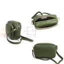 Lusso in pelle Double Zip Genuine Italian Leather Handbag - Handmade Leather Crossbody Bag - Elegant Women's Handbag (Olive) - 2