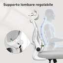 DEVAISE Sedia Ufficio Ergonomica con Supporto Lombare Regolabile, Funzione dondolante, Poggiatesta 3D Regolabile, Braccioli Ribaltabili a 90°, Schienale in Rete Traspirante – per Ufficio – Bianco - 6