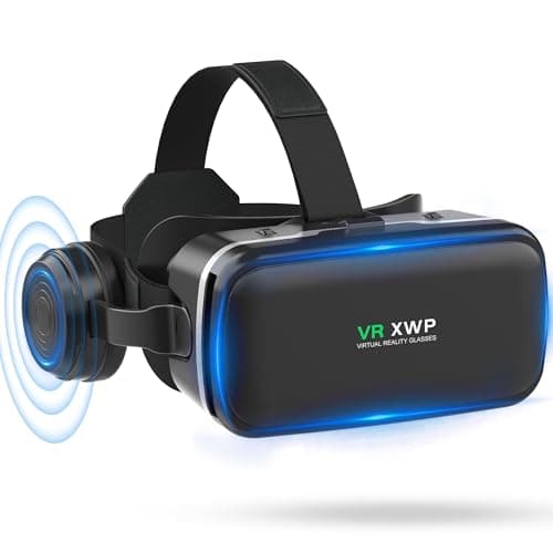 XWP Visore Realtà Virtuale 3D Per Smartphone, Occhiali VR Con Cuffie, Lenti HD Anti Luce Blu, Compatibile con iPhone & Android (4,7–6,8"), Esperienza Di Gioco&Film, Regalo Festivo Per Amici E Famiglia