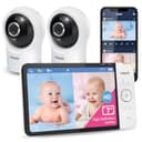 VTech baby monitor smart Wi-Fi con 2 telecamere, schermo HD a colori da 7", videocamera FHD 1080p, app gratuita, controlli panoramica, inclinazione e zoom, ninne nanne, suoni rilassanti: RM7764-2HD - 1