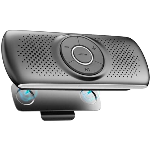 AGPTEK Vivavoce Auto Bluetooth 5.3 con Siri Assistente Comandi Vocali di Google Altoparlante Kit e Scheda TF Supporto per Aletta Parasole Connessione Automatica, Nero