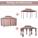 Outsunny Pavillon 3x4m Gartenpavillon mit 6 Seitenteilen Partyzelt Gartenzelt Festzelt mit Doppeldach Khaki - 4