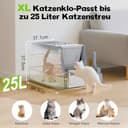 SZEE XL Edelsthal Katzenklo mit 180° Klappdeckel, Große Geschlossene Katzentoilette Edelstahl mit Deckel, Stainless Steel Cat Litter Box with Scoop-58,3x37,1x37,5cm, Dunkelgrau - 3