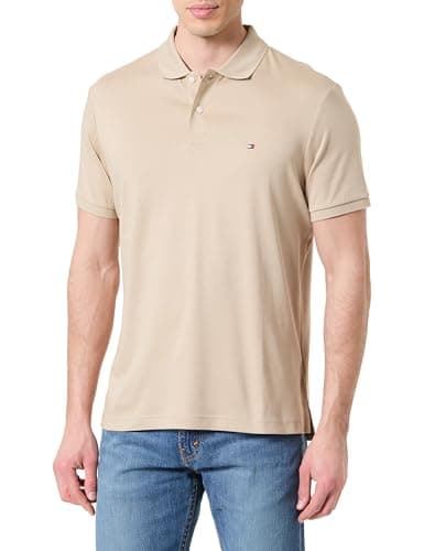 Tommy Hilfiger Polo de algodón líquido REG Seasonal MW0MW39994 S/S para Hombre, Color Caqui, Talla S, Caqui (sándalo), S