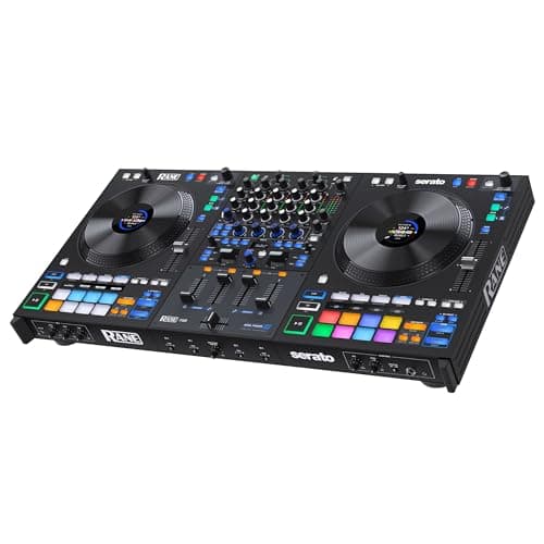 RANE FOUR Controlador DJ Stems Avanzado, 4 Canales, Jog Wheels de 8.5 Pugadas + Displays, Mezclador DJ con FX Internos, Serato DJ Pro + Pitch 'n Time DJ