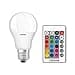 Osram LED Base Classic A RGBW Bulb, in Bulb Shape with E27 Socket, Dimmable and Colour Control via Remote Control, Replaces 60 Watt, Warm White - 2700 Kelvin, Pack of 1 - 1