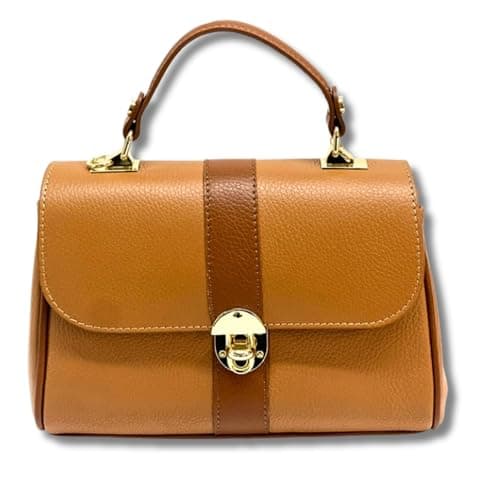 Générique Borsa in pelle italiana donna artigianale — Pelle pieno fiore di alta qualità con tracolla rimovibile, stile chic strutturato firma — Borsa di lusso durevole | Linea Firenze, marrone