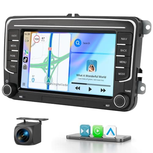 Haudio Autoradio 2 DIN con Apple CarPlay y Android Auto Inalámbricos, Pantalla de Coche de 7 Pulgadas con Canbus,Mirror Link,FM/Am/RDS/SWC, Compatible con VW Golf 6, Passat,Polo, Tiguan,Jetta y Skoda