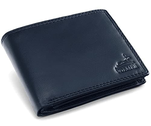 Fa.Volme® #VO11 Men's Genuine Leather Wallet, Landscape Format Blue