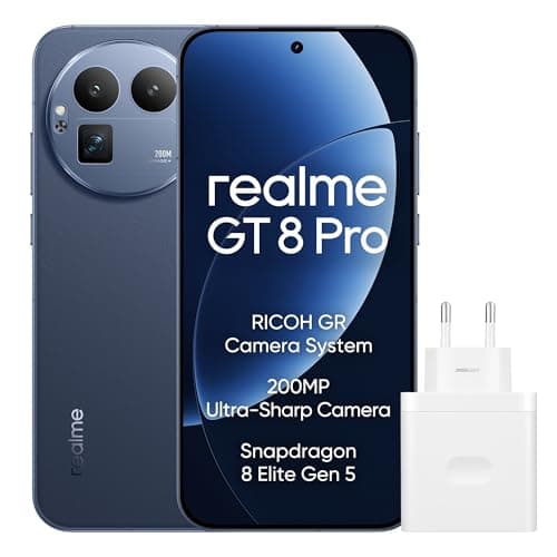 realme GT 8 Pro Smartphone 12GB+256GB, 200-MP-Teleobjektiv, Kamera mit RICOH GR-Technologie, Snapdragon 8 Elite Gen 5, 7000-mAh-Titan-Akku, 120 W Schnellladen + 50 W kabelloses Laden, Blau
