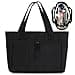 Aucuu Laptop Carry Bag for Women, Shopper Bag, Handbag, Large, Waterproof Shoulder Bag with 15.6 Inch Laptop Compartment, Tote Bag, Large, Large Shoulder Bag for Travel, Work, School, #6 Black-B - 1