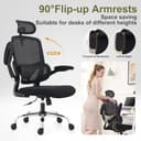 TONFARY Sedia da ufficio ergonomica per casa, schienale alto in rete, con supporto lombare regolabile, braccioli pieghevoli, poggiatesta rimovibile, salvaspazio, 150 kg (nero) - 9