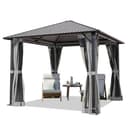 TOOLPORT Gazebo da Giardino 3x3 m Tetto Hardtop in Acciaio con Teli Laterali e Zanzariere in Grigio - 1