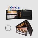 KRONIFY Atlas Herren Geldbeutel aus Leder mit RFID Schutz I Echtleder Portmonee mit Münzfach I Geldbörse für Männer in Carbon mit Geschenk Box - 7