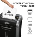 Fellowes 16 Sheet Paper Shredder for Office Use - 100% Jam Proof Cross Cut Shredder - 79Ci Shreds for 20 Minutes - Powershred Office Shredder with Large 23 Litre Pull-Out Bin - DIN Level P4 - Black - 3