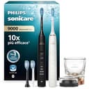 Philips Sonicare DiamondClean 9000 spazzolino elettrico, confezione doppia, spazzolino sonico con app, sensore di pressione, 4 modalità di pulizia, bicchiere di ricarica, nero e oro rosa, HX9914/61 - 1