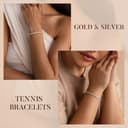 TINGN Gold Tennis Armband Damen 14K Vergoldet Tennisarmband Elegantes Cubic Zirconia Armband Classic 3mm Rund CZ Armkette Schmuck Geschenke für Frauen Damen Mädchen 6,5 Zoll - 3