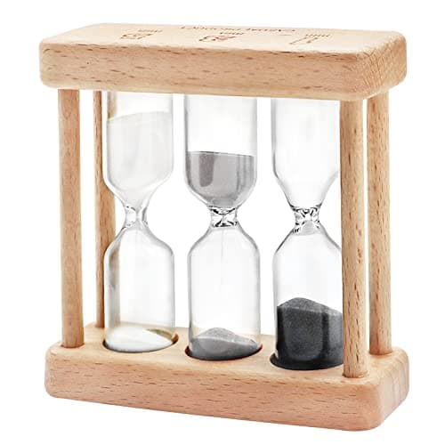 Temporizador de Reloj de Arena 1+3+5 Minutos, Mini Reloj de Madera, Decoración Creativa, Adornos Pequeños, Regalo para Juegos, Aula, Hogar, Oficina (Blanco + Negro)