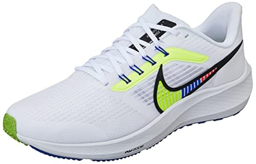 NIKE Air Zoom Pegasus 39 Premium Men's Running Trainers Sneakers Shoes DX1627 (White/Black-Summit WHITE-VOLT100) UK9 (EU44)