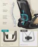 SONGMICS Sedia da Ufficio Girevole, Sedia di Rete da Computer Ergonomica, Supporto Lombare, Oscillante, Seduta 53 cm, Braccioli Pieghevoli, Nero OBN37BK - 7