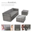 tectake® Poly Rattan Lounge, Outdoor Sitzgruppe, Set mit Sofa Sessel, Hocker, Tisch, frei kombinierbar, Sitzecke für 3-4 Personen, Möbel wetterfest für Garten Terrasse Balkon - grau - 3