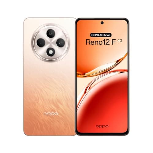 OPPO Reno12F 4G - Smartphone Libre con IA, 16GB (8GB+8GB) 256GB, Pantalla 2.5D AMOLED 6.7", Cámara 50+8+32 MP, Android, IP64, Batería 5000mAh, Carga Rápida 45W - Amber Orange