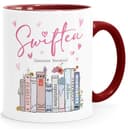 SpecialMe® Tasse Musik Fan Swiftea Geschenk personalisiert mit Namen Best of Album Geschenkidee Freundin Kollegin Familie Weiss-innen-bordeauxrot standard - 1