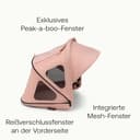 Bugaboo Dragonfly Sonnendach mit Lüftungsfenstern, ausziehbar für zusätzlichen und optimalen Sonnenschutz, wasserabweisend, Morning Pink - 6