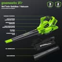 Greenworks 48V(24V x 2) Aspirafoglie Soffiatore a Batteria con Tracolla, Motore Brushless, 322km/h, 9m³/min, Sacco di Raccolta 45L, 2 4Ah Batterie, e Caricabatterie, Garanzia 3 Anni GD24X2BVK4X - 2