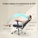 Hbada P5 Sedia da ufficio ergonomica con poggiatesta regolabile e supporto lombare, comodo cuscino a molla, supporto per sedia da computer, funzione inclinabile, sedia girevole in rete con poggiapiedi - 8