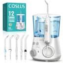 COSLUS Munddusche Elektrisch Professional Zähne: 2 Modi & 12 Druckstufen – 600ml Wassertank Zahndusche für Familien Oral Health Enthusiasten/Orthodontie-Patienten – Haushalt & Bad mit 5 Düsen –Schwarz - 1