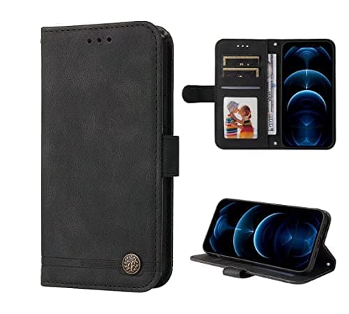 SEAHAI Hülle für Realme GT 6 5G / Realme GT 6T 5G Handyhülle, Flip PU Brieftasche Schutzhülle mit Ständer/Kartenfach/Magnetisch Stoßfeste Lederhülle Ultra-dünn Klapphülle - Schwarz