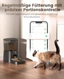 oneisall 3.5L Futterautomat Katze, WiFi Intelligenter Katzenfutter Automat, APP-Steuerung, 1-12 Mahlzeiten pro Tag, Futterspender für Katzen/Hunde, mit Edelstahlnapf (Schwarz) - 3